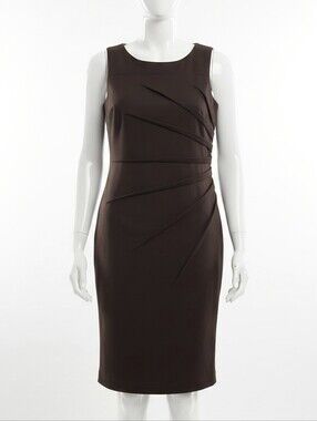CALVIN KLEIN SLEEVELESS SHEATH SUEDE DRESS